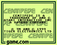 Centipede title screen for Game.Com